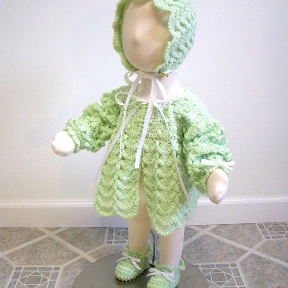 Mint Green Shell & Bobble Stitch Set 3-6 Months